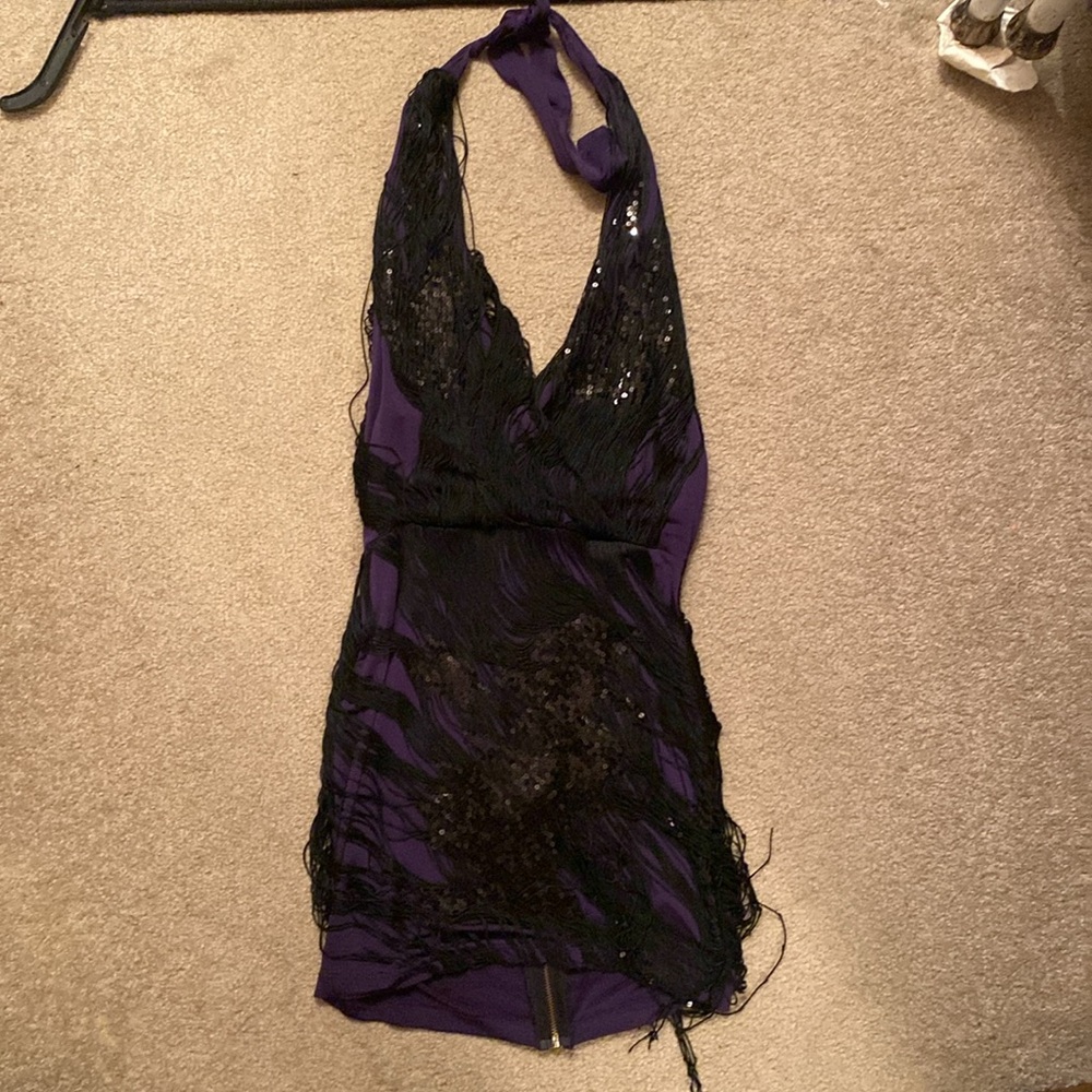 Bebe Black and Purple Sequin Dress/Top